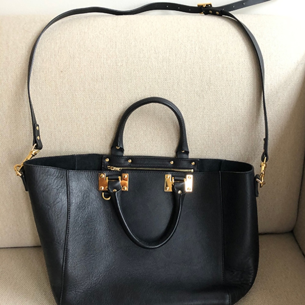 Sophie Hulme London Large Black Leather Tote with dust bag